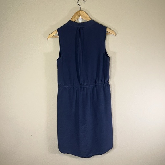 Cynthia Rowley Blue Silk Tie Front Sleeveless Mini Sun Dress Women 2 Casual - Picture 2 of 6